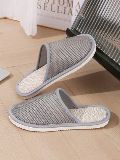 女士新款镂空透气亚麻拖鞋，舒适室内家居静音男女通用卧室拖鞋，四季皆宜