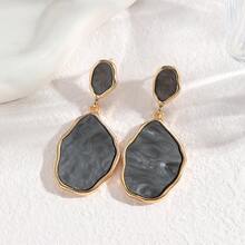 1 Pair Asymmetrical Oval Pendant Earrings, Acrylic Inlaid Vintage Earrings For Women, European And American Fashion Niche Elegant Earrings - Resin Earrings - View 11