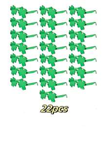 Bộ 22 chiếc ly thủy tinh hình cỏ ba lá mừng ngày Thánh Patrick năm 2026 - Ly màu xanh lá cây vui nhộn, thích hợp cho các lễ hội. - Nhiều màu - Xem 1