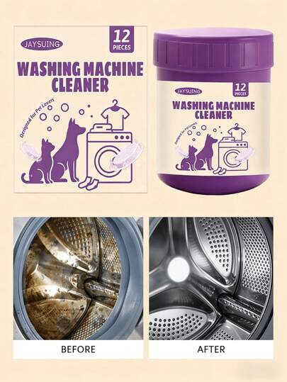 Pastillas de limpieza para lavadora, descalcificador doméstico para lavadora, desodorizante, pastillas de limpieza de mantenimiento diario, se disuelven rápidamente para eliminar la suciedad resistente y el pelo de las mascotas dentro de la lavadora, limpian a fondo las grietas del tambor, eliminan las manchas residuales