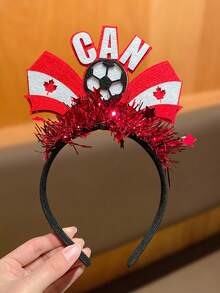 女式世界杯头带，时尚独特，闪亮贴纸，法国、德国、加拿大、英格兰国旗图案头带，适合观看世界杯、家庭聚会、街头佩戴、为足球加油助威，女士发饰，推荐礼物发带发箍 - 彩色 - 查看 9