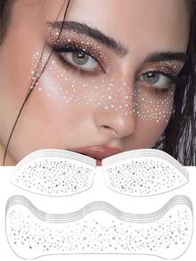 12pcs Silver Glitter Freckle Face Temporary Tattoos, Waterproof Shiny Star Freckle Tattoo Stickers, Suitable For Women, Music Festival, Party, Easter Gift, Summer Ball Accessories - Silver - View 8