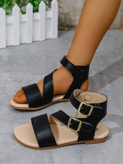 1 Pair Girls/Kids Fashion Roman Sandals, Soft Sole Non-Slip Comfortable Casual Sandals For Infants, Suitable For Home, Holiday, Beach, Summer Recommended