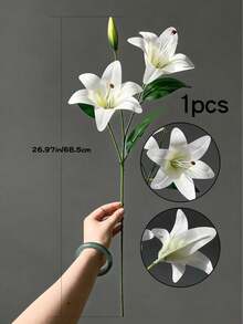 1pc/3pcs/5pcs 34cm Artificial White Silk Lily Flowers, Suitable For Home Decor, Wedding Bouquets, Birthday Parties, Tablescapes, Garden Decor, Wedding Ceremonies, And Bridal Bouquets, High-Quality Artificial Floral Decoration - Multicolor - View 4