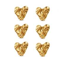 不规则波浪形心形耳环，简约金属质感，适合女性日常佩戴。 - 金色 - 查看 13