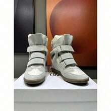 New 2026 Hidden Height-Increasing High-Top Women's Shoes Color Matching Flat Casual Sneakers Women - 糯米白色 - 查看 3