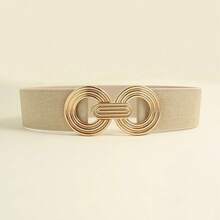 1 Piece Coffee Color Wowen's Belt Double Ring Widebelts - Blue - View 6