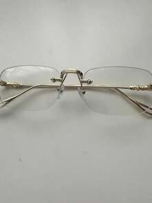 1 Pair Men's Frameless Rectangular Glasses, Modern Minimalist Fashion Eyewear With Clear Lenses, Suitable For Daily Wear, Street Style, Office, Business Casual & Everyday Use - Multicolor - View 2