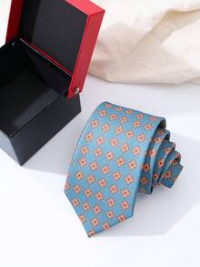 1 Men's Retro Printed Polyester Tie Handmade Fashion Abstract Geometric Patterns, Casual Hip-Hop Street Style, Small Floral Woven Tie. - Multicolor - View 5