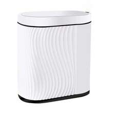 Botes de Basura8L Cubo De Basura Automático Con Sensor Para Baño Cubo de Basura de Plástico Botes de Basura Inteligente inteligente con tapa para Inodoro Blanco con borde negro - Blanco con borde negro - Ver 8