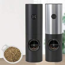 不锈钢无线电动研磨器,重力感应式胡椒研磨器,厨房海盐调味研磨器,自动黑胡椒研磨器,白胡椒研磨器,粗细可调,带LED灯,电池供电,单手一键启动,ABS材质,厨房佳品,完美礼品 - 彩色 - 查看 7