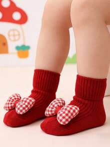 4 Pairs Baby/Toddler Girls Cotton Mid-Calf Socks, All Season, Anti-Slip Dots On Sole For Indoor Wear - Multicolor - View 10