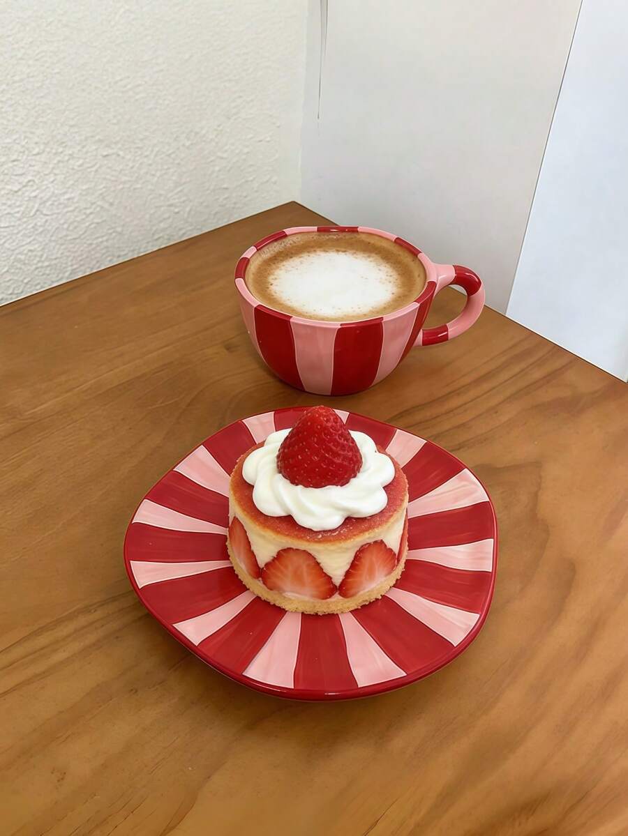 Bộ tách trà, tách sữa, tách cà phê và đĩa lót bằng gốm tráng men vẽ tay không đối xứng, chất lượng cao, dùng để uống trà, nước và các loại đồ uống khác. - Nhiều màu - Xem 1