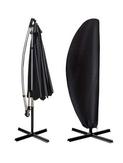 420D牛津布防水防风防紫外线伞罩，带拉链，（265 x 40/70/50厘米） - 黑色