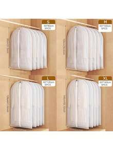 1-5 Garment Dust Covers, Hanging Garment Bags, Translucent Suit Covers, Storage Bags, Protective Covers, Dustproof - White - View 6