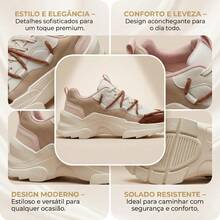 Women's Modern Platform Sneakers, Comfortable For Everyday Casual Wear, Stylish, Vacation, Lace-Up, Party, Office, Outdoor - 焦糖色/粉紅色 - 查看 3
