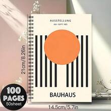 1pc A5 Spiral Bound Notebook, Bauhaus Style Striped Art Notebook, Spiral Coil Notebook, University Grid Notebook, Hardcover Journal Diary, Suitable For Travel, Daily Writing, Office, Record Keeping, Wonderful Gift For Family And Friends - A5 - View 8