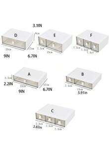 1pc Compact Minimalist White Drawer Organizer Box, Stackable Cute Stationery & Cosmetic Storage - White - View 4