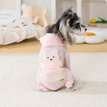 宠物服装，狗狗服饰，冰丝3D小熊四脚犬运动服，欧美新款休闲家居服，牵引扣套装，英伦风家居服，四脚英伦风狗狗服装，清凉套装 - 綠色 - 查看 7