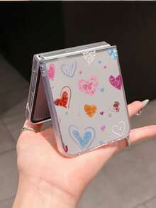 1pc Fashion Simple Matte PC Material Simple And Cute Love Element Folding Phone Case, Can Protect And Prevent Falling For: SamsungGalaxy Zflip 3/Zflip 4/Zflip 5/Zflip 6/Zflip 7/ Find N3 Flip/ Razr 50 Ultra/ Razr 60 Ultra/ 60/ Razr 50/XiaomiMIX Flip/Galaxy Z Flip7 FE - Clear - View 11