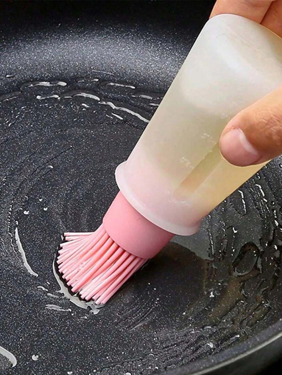 1pc Silicone Oil Brush With Bottle, Heat Resistant Brush Suitable For Air Fryer, Pancake, Baking And Grilling - Multicolor - View 1