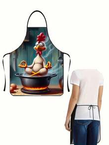 厨房围裙 - 1 件。鸡肉在锅里冥想 - 烘焙软质厨师围裙 - 适用于厨房烹饪、烘焙、厨师、服务员、男厨师 - 围裙 - 60*80厘米 - 查看 5