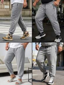 Pantalones casuales para hombre talla grande 1XL-5XL para primavera y otoño, pantalones deportivos de corte holgado y relajado, adecuados tanto para delgados como para sobrepeso, pantalones versátiles para correr, senderismo y ocio diario - Gris - Ver 11