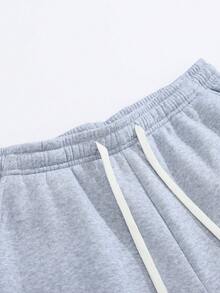 Men's Casual Solid Color Shorts, Versatile Straight Leg Shorts For Summer - Light Grey - View 3