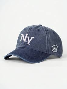 1pc Embroidered NY Washed Baseball Cap, Adjustable Outdoor Sun Protection Casual Hat Suitable For Spring/Autumn Travel Beach, Y2K Style Cap,Summer,Holiday,Festival - Baseball Cap - View 24