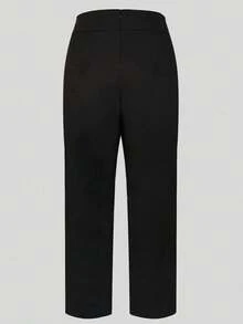 Quần ống đứng màu trơn có khóa kéo dành cho nữ, thanh lịch, phù hợp cho công sở và đi làm, màu đen mùa xuân. - màu đen - Xem 6