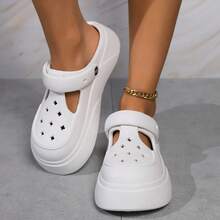 Dép xăng đan đế dày chống trơn trượt dành cho nữ, dép đi biển ngoài trời nhẹ, dép bít mũi đế dày. - SS8078-trắng - Xem 2