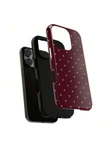 Mocha Cherry Polka Dot Phone Case, Compatible With 17/16/15/14/13/12/11 Pro Max - Multicolor - View 2