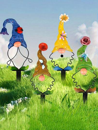 4 قطع مجموعة ديكور حديقة مسطحة الأبعاد من الأكريليك، مع قضبان تثبيت أرضية، مناسبة لعيد الحب، الحديقة، الفناء، الباحة الخارجية وديكور المسطحات الخضراء