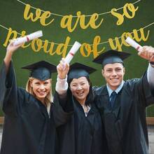 1 Set, 2026 Graduation Party Decoration Black Glitter "We Are Proud Of You" Graduation Banner, 2026 Graduation Congratulations Graduation Party Decoration - Gold - View 5