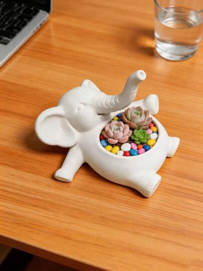 现代个性化多肉植物迷你花盆，创意减压桌面装饰，简约慵懒花盆，大象造型桌面花盆，办公室装饰，办公室休闲装饰，多用途