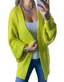Women Cardigans - Màu xanh chanh - Xem 3
