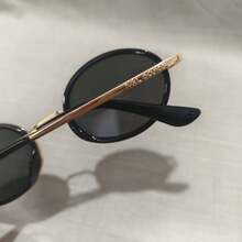 Retro Round  2026 Unisex – Vintage Gold Metal Frame With  Lenses, Fashion Style - 黑色 - 查看 7