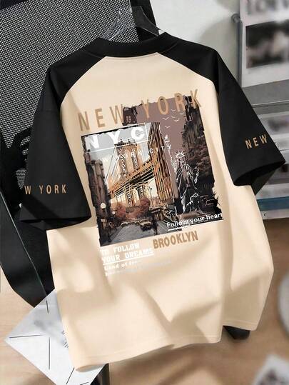 Camisa polo de manga corta casual con logo de la ciudad de Nueva York Brooklyn para adolescentes, uso diario cómodo para primavera y verano