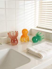 1 pieza Peine de masaje de pulpo de 8 púas, con dientes lisos y redondeados en amarillo, verde y naranja, masaje suave para aliviar el cuero cabelludo, portátil para usar en casa, viajes y regalos - Peine de pulpo - Ver 6