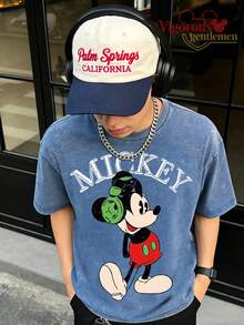Disney Headphone  Vintage Wash T-Shirt - Royal Blue - View 1