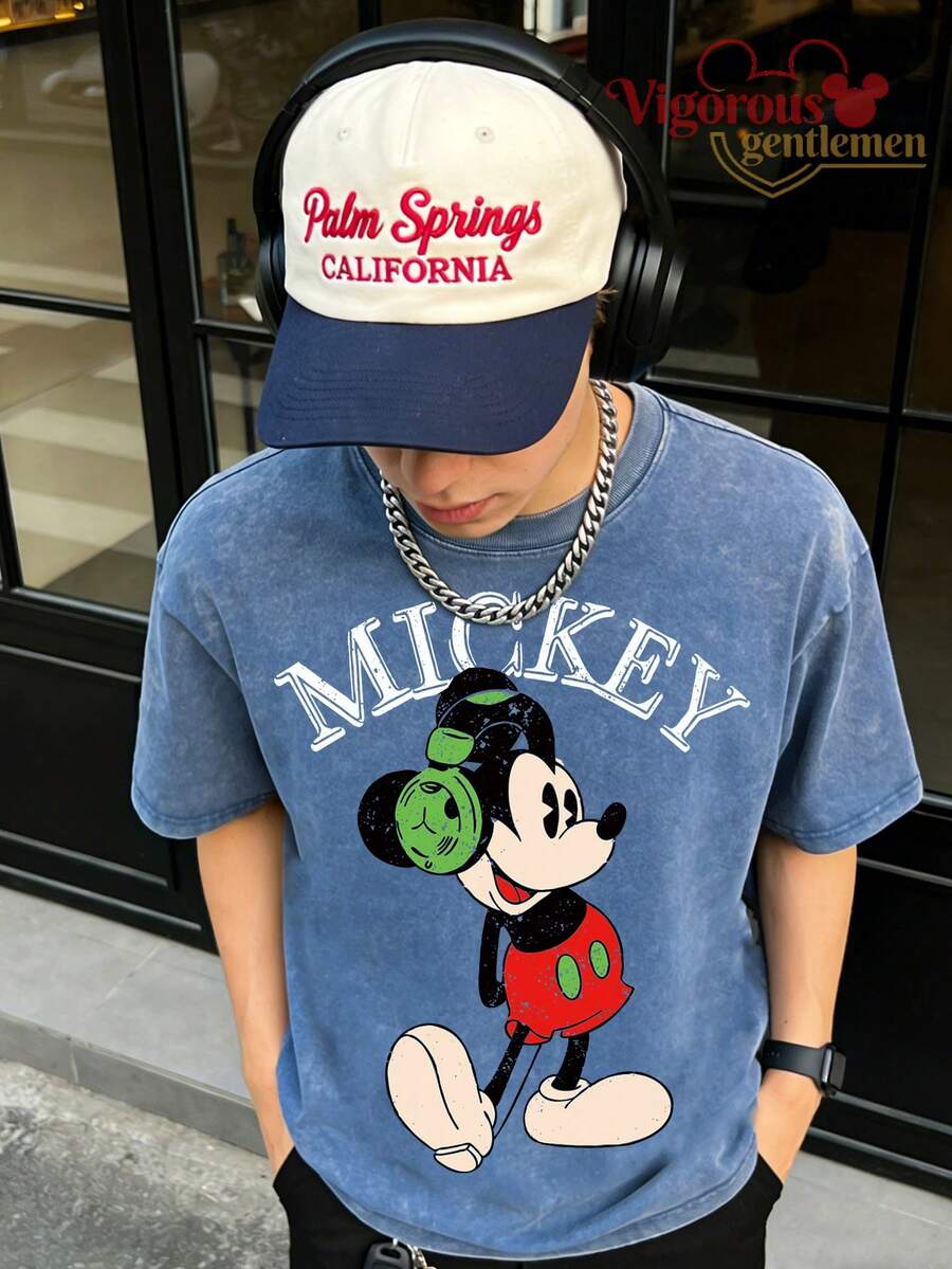 Disney Headphone Vintage Wash T-Shirt - Royal Blue - View 1