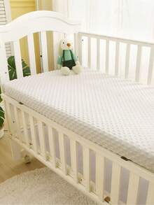 1pc Baby Crib Comforter Plush Bedsheet Fitted Sheet Set, Soft & Comfortable Newborn Patchwork Mattress Cover, Suitable For All Seasons, Machine Washable - White - View 7