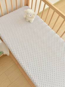 1pc Baby Crib Comforter Plush Bedsheet Fitted Sheet Set, Soft & Comfortable Newborn Patchwork Mattress Cover, Suitable For All Seasons, Machine Washable - White - View 24