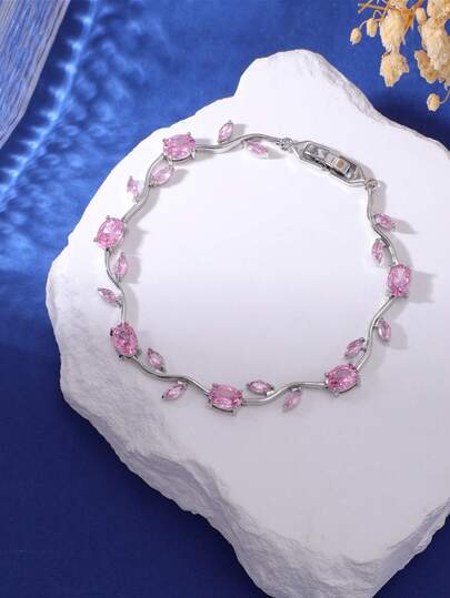 Trending Cute Floral & Leaf Design Bracelet, Ideal Valentine's Day Gift For Women