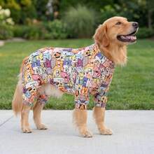 Dog Summer Shedding Hair Control Pajamas - Breathable High Stretch Full Coverage Pet Rompers, Summer Anti Licking & Bug Protective Jumpsuit For Medium Large Dogs, All Over Printing Dog Clothes - Cute Cartoon Colorful Dog Pattern - Multicolor - View 6