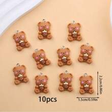 10pcs Cute Handmade Cartoon Bear Charms - Suitable For DIY Earrings, Bracelets, Necklaces, And Keychains - 10pcs/Set - Fashion Accessory 4th Of July Earrings, Beaded Bracelet, Shell Necklace, Enamel Pin - Multicolor - View 16