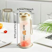 1个350/550毫升可重复使用塑料水瓶,带提绳,可爱卡通图案,便携式防漏饮水杯,旅行运动水杯,保温杯,耐冷耐热,可盛装茶、牛奶、咖啡,可微波炉加热,适合学生和成人在学校、办公室、户外露营、野餐等场合使用。 - 彩色 - 查看 12