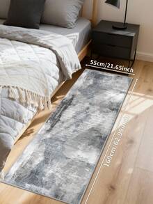 1PC Grey Rugs,Modern Minimalist Style, Crystal Velvet Jelly Base Runner Rug,800gsm, Non-Slip Backing, Area Rug, Mat For Living Room, Carpet For Bedroom, Machine Washable Low-Pile, Kitchen Hallway Dining Office, All-Season - Grey - View 3