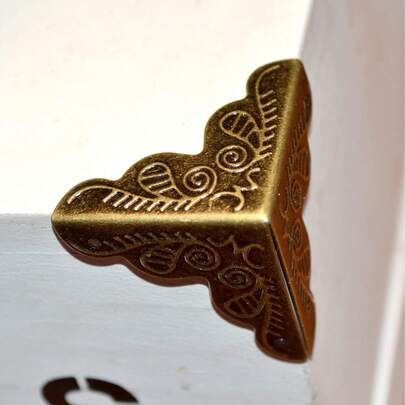 20 piezas Protectores de esquina de metal para caja, protectores de esquina de muebles decorativos con tornillos de montaje, 1"X1"X1" Bronce