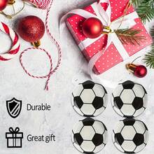 4pcs Round Wooden Coasters - Football Pattern, Suitable For Dining Room And Kitchen, Durable, 2D Design - Multicolor - View 8